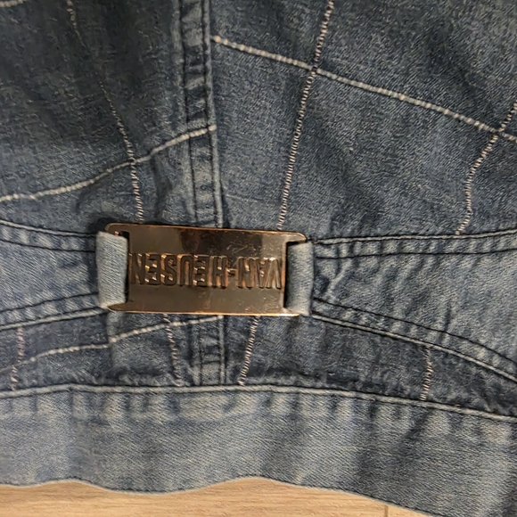 Van Heusen Blue Checkered Flare Jeans - Picture 3 of 11